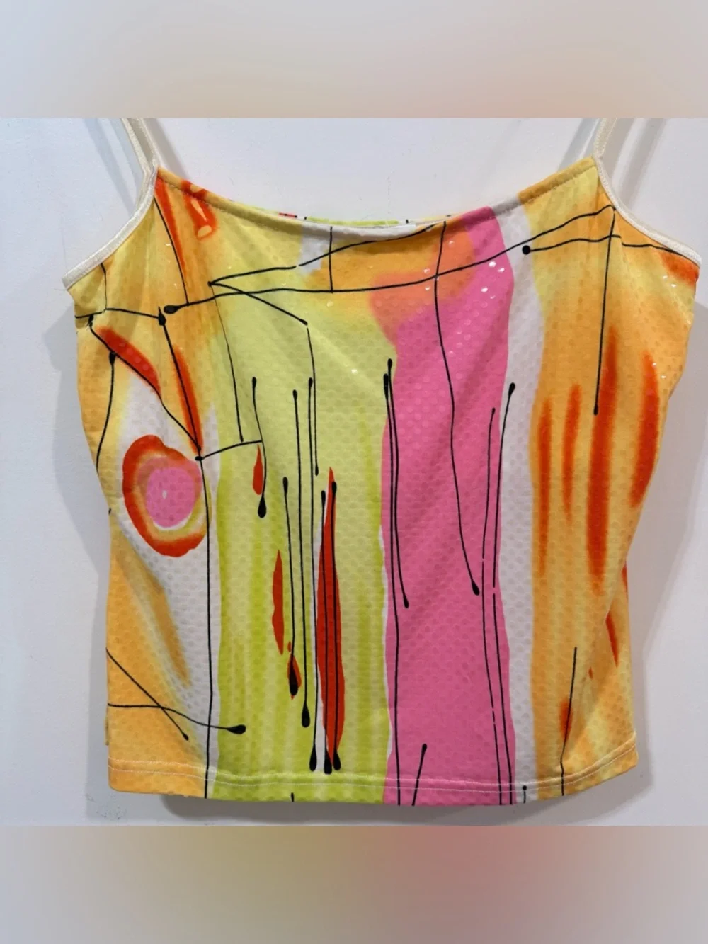 Joseph Ribkoff Abstract Sunrise Multicolor Y2k Women's Cami Tank Top Size 10 - Picture 2 of 6